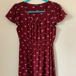 West Kei Flutter Sleeve Bird Print Dress